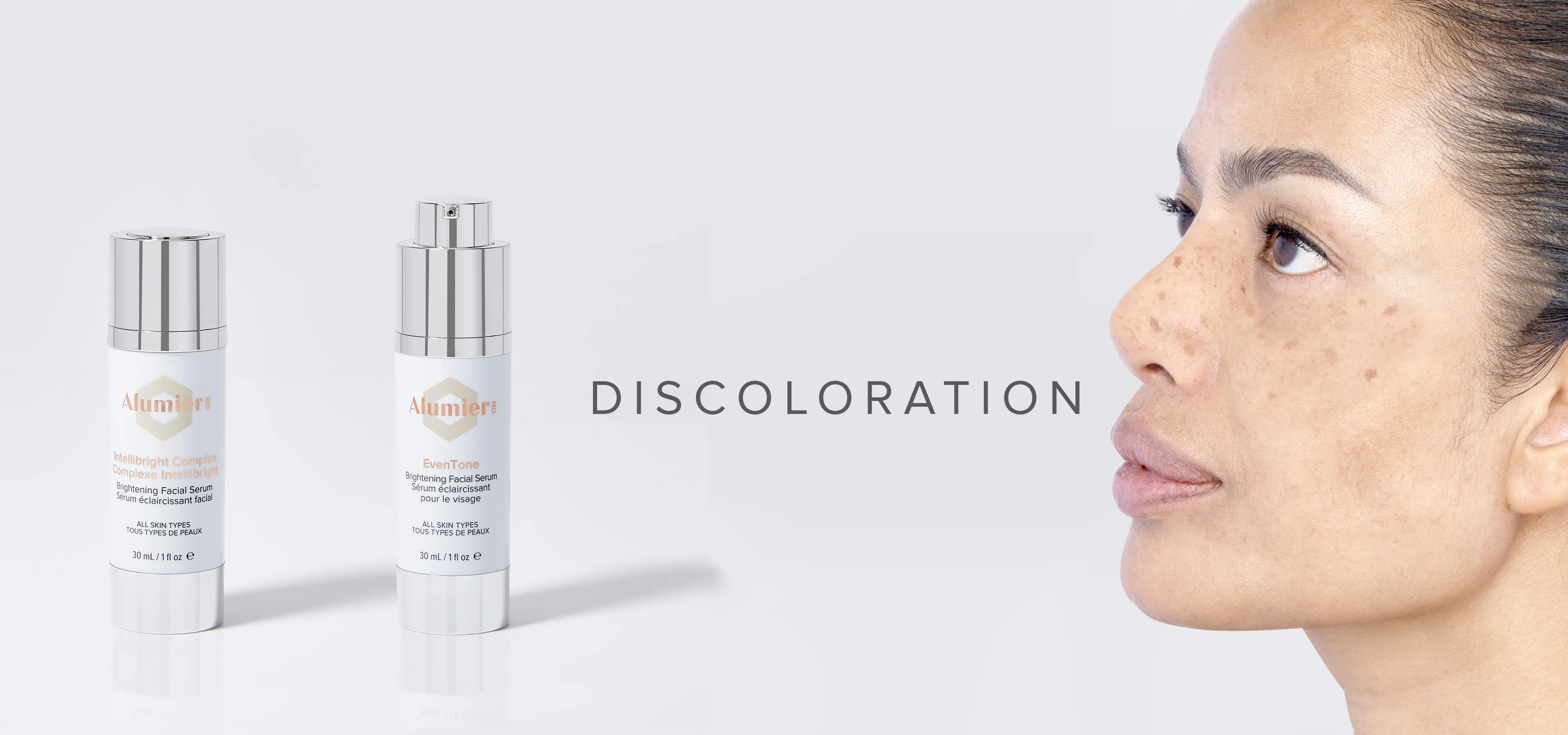 Skin Discolouration products: Intellibright Complex and EvenTone bottles